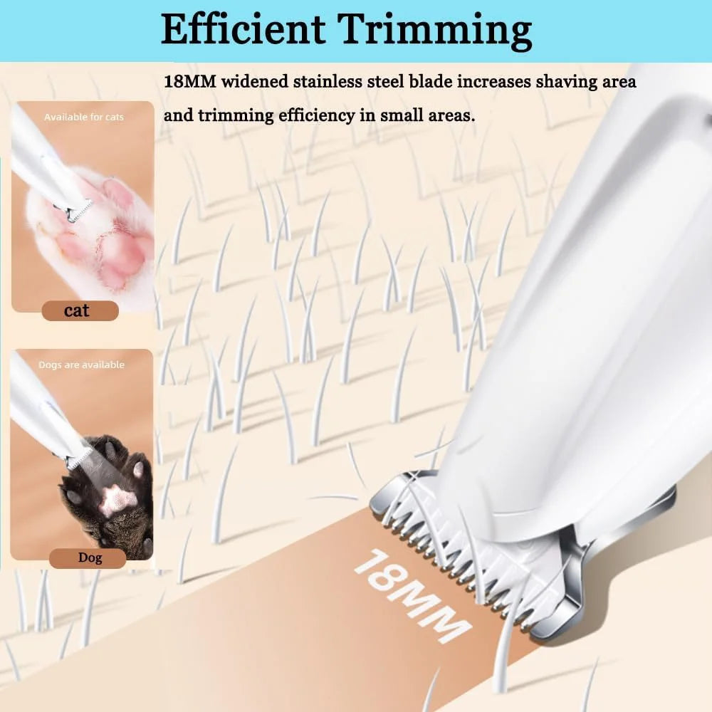 Cat Dog Paw Trimmer Rechargeable Pet Grooming Clippers with LED Light 18mm Precision Blade Low Noise for Paws Eyes Ears Face