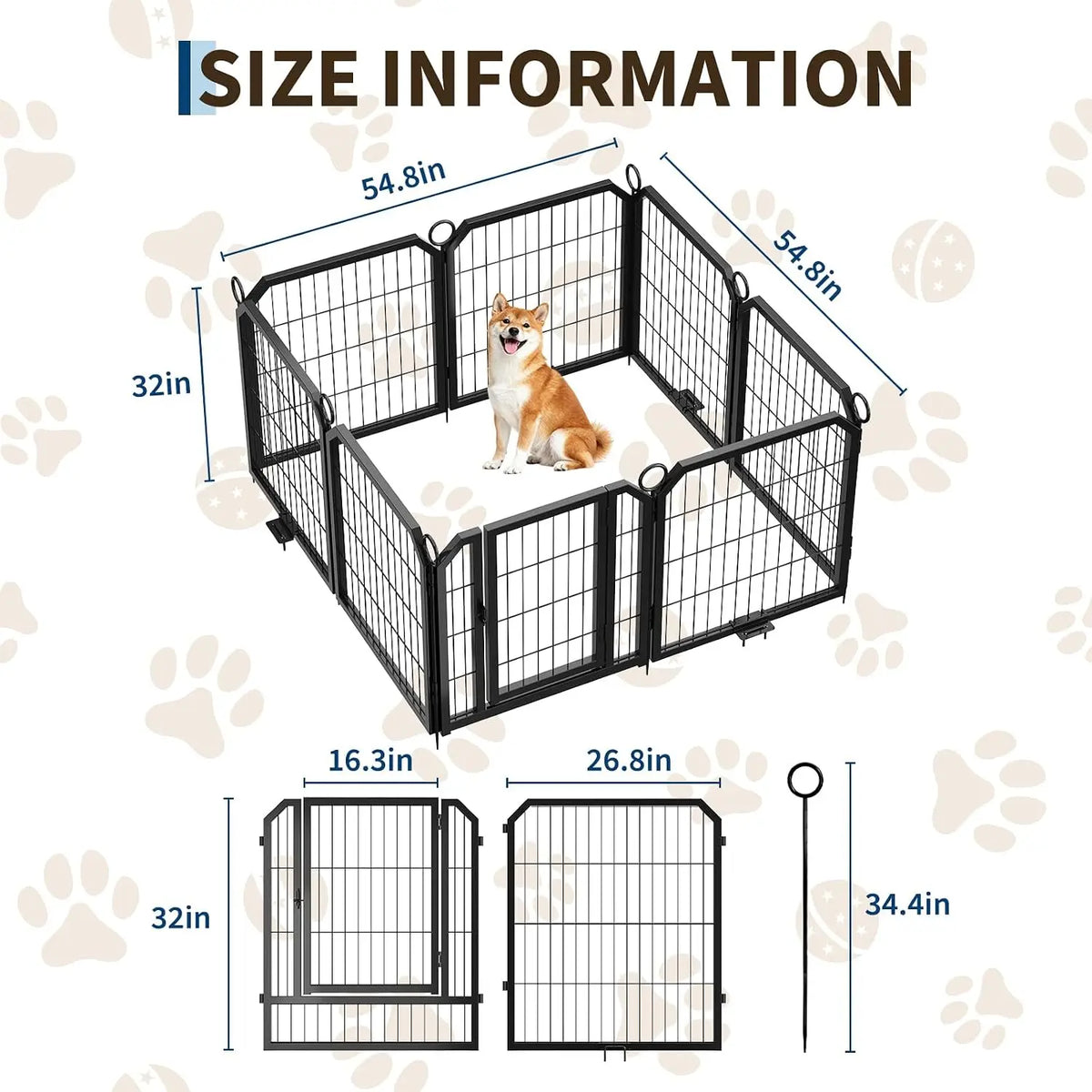 Garvee Heavy Duty Dog Playpen With Self Locking Door