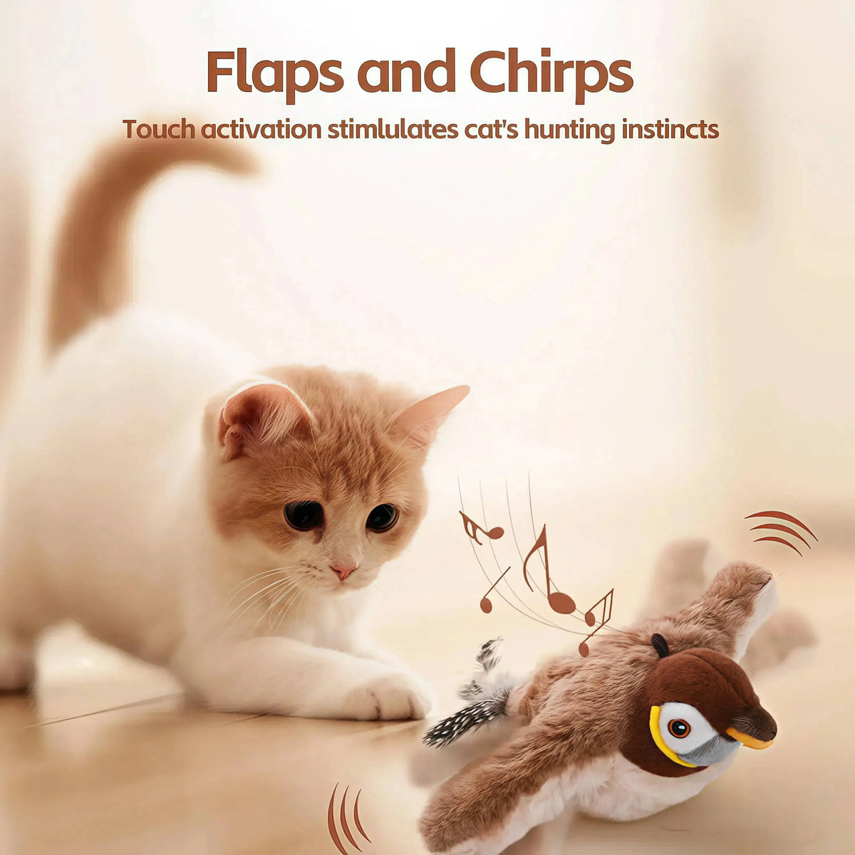 Rechargeable Simulated Bird Interactive Plush Toy For Cats And Dogs