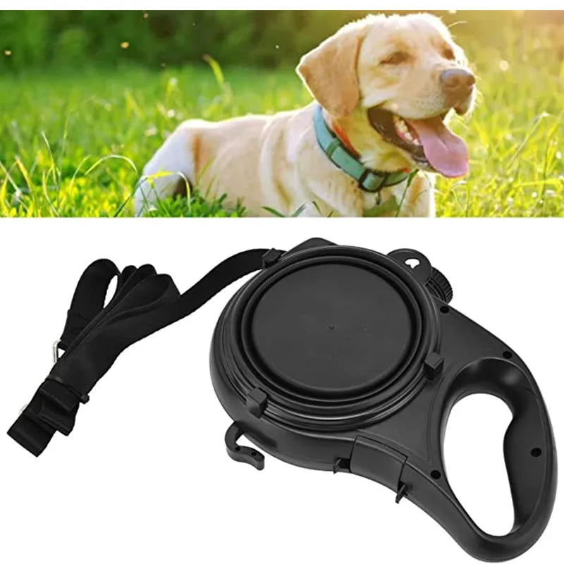 Dog Leash With Water Bottle Bowl And Waste Bag Dispenser