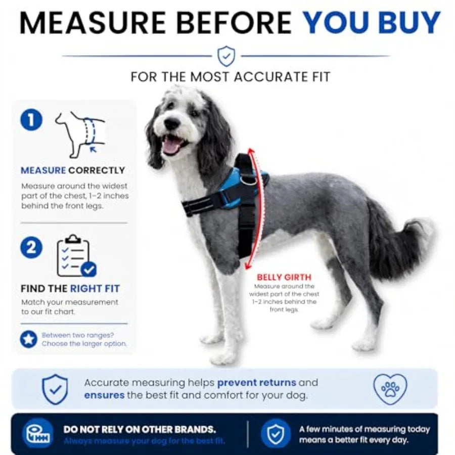 Adjustable Padded Leather Dog Harness With Reflective No Pull Vest