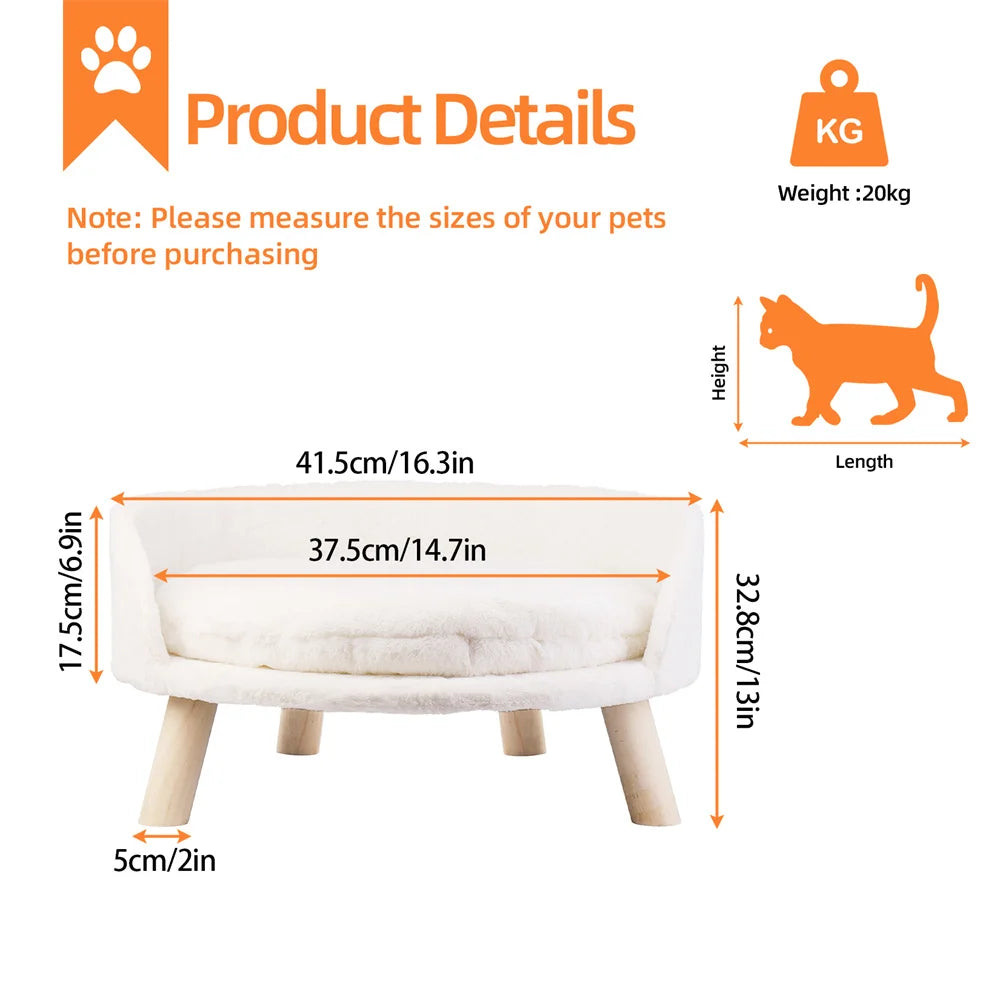 Borwart Elevated Dog Cat Sofa Bed With Removable Waterproof Cushion