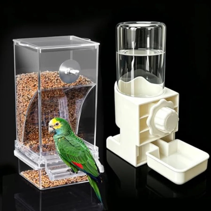 Automatic Bird Feeder And Water Dispenser Set For Parakeet Cages