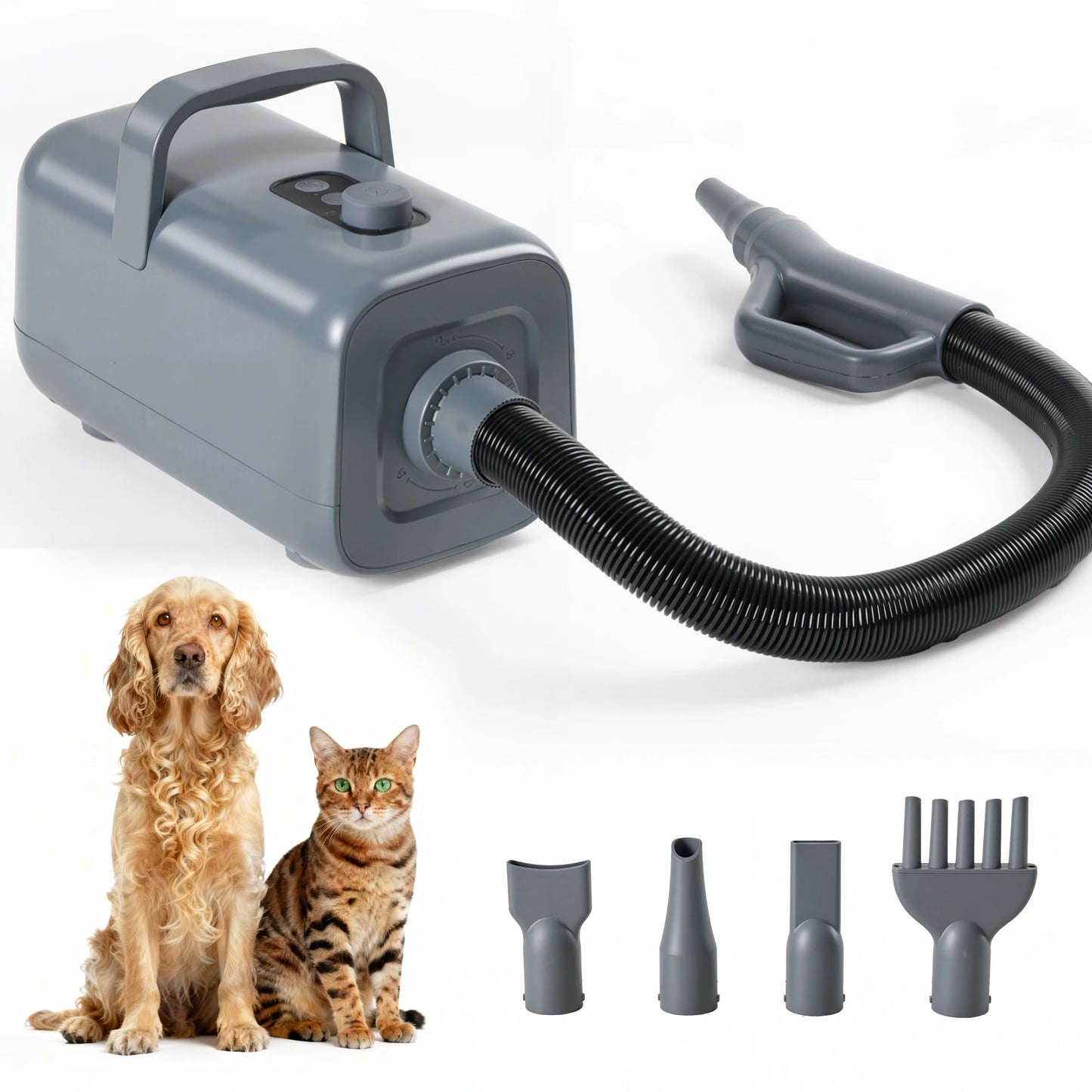 Low Noise Pet Grooming Vacuum Hair Dryer With Four Nozzles