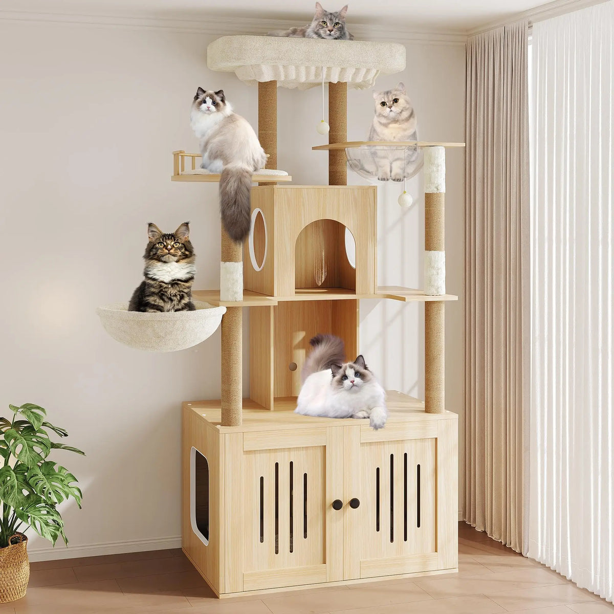 Studyset Multi Level Cat Tree With Hidden Litter Box