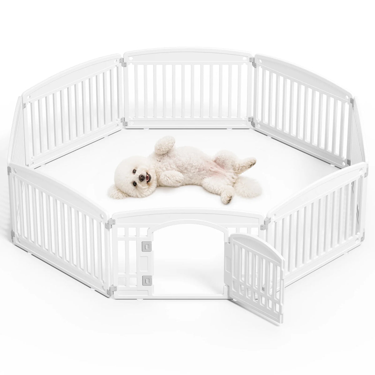 JHK Plastic Dog Playpen Expandable Pet Fence For Medium Dogs