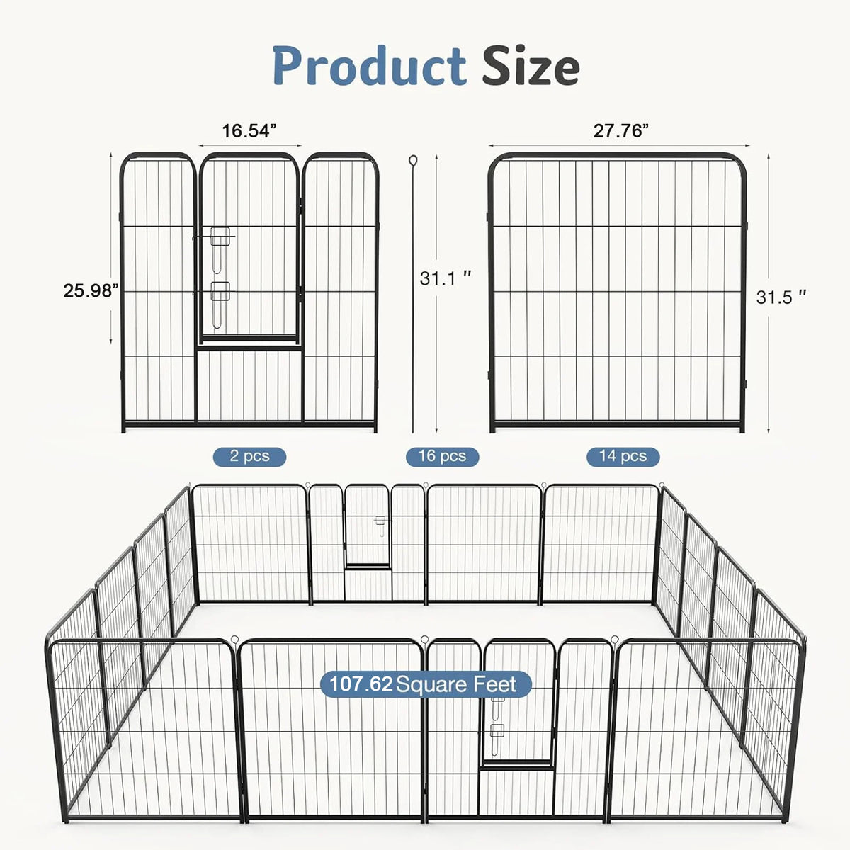 JHK Sturdy Folding Metal Dog Playpen For Outdoor And Indoor Use