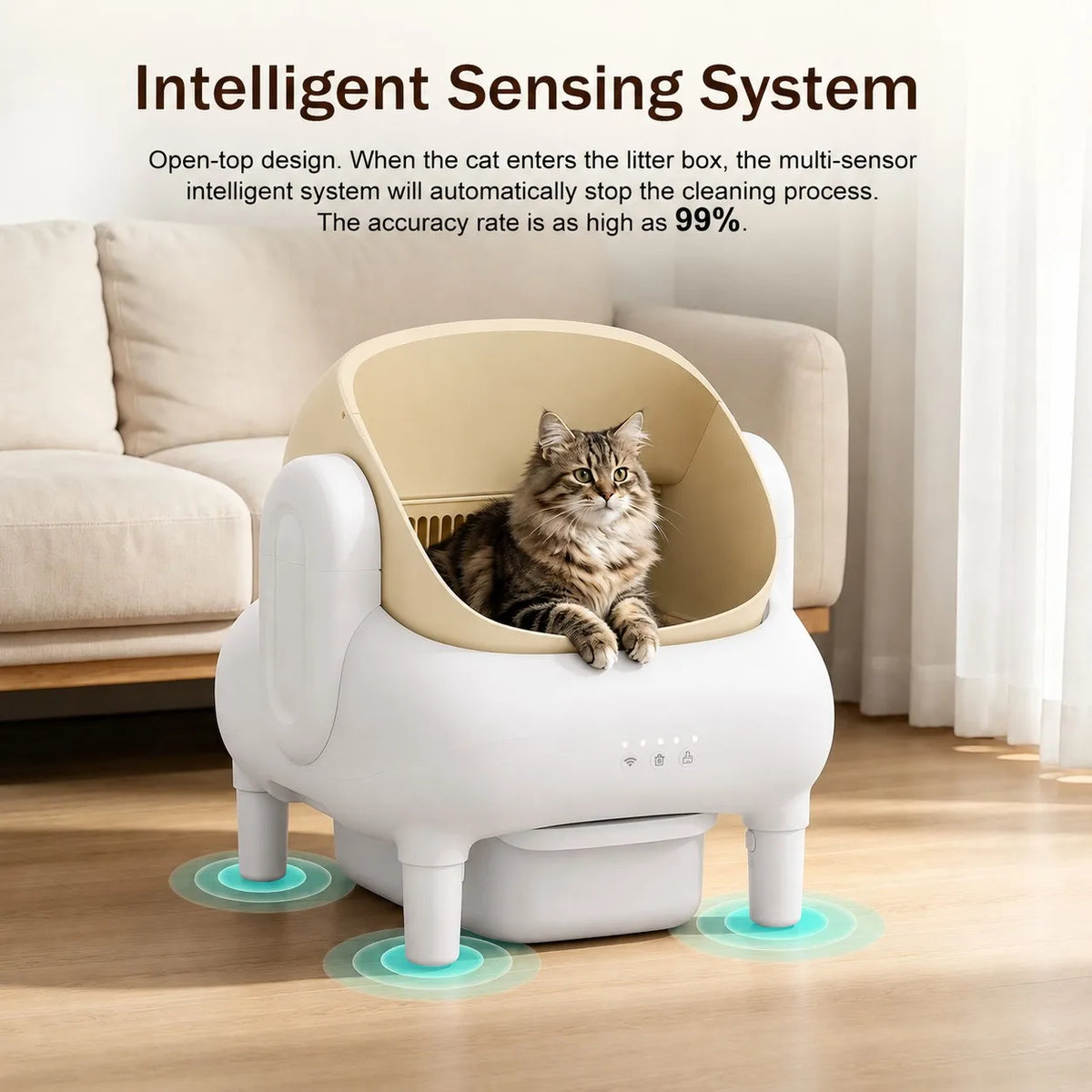 Smart Self Cleaning Cat Litter Box With WiFi App Monitoring