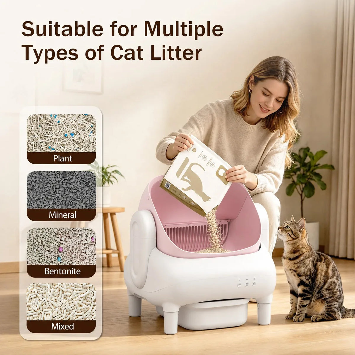 Cumrige Smart Self-Cleaning Cat Litter Box with WiFi App Remote