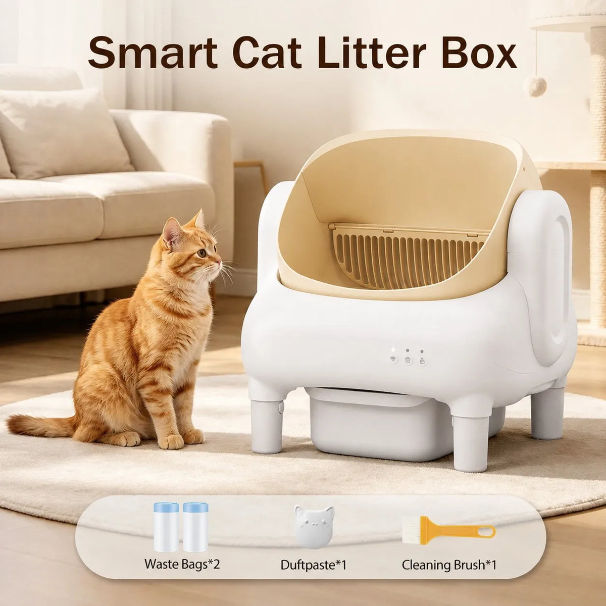 Smart Self Cleaning Cat Litter Box With WiFi App Monitoring