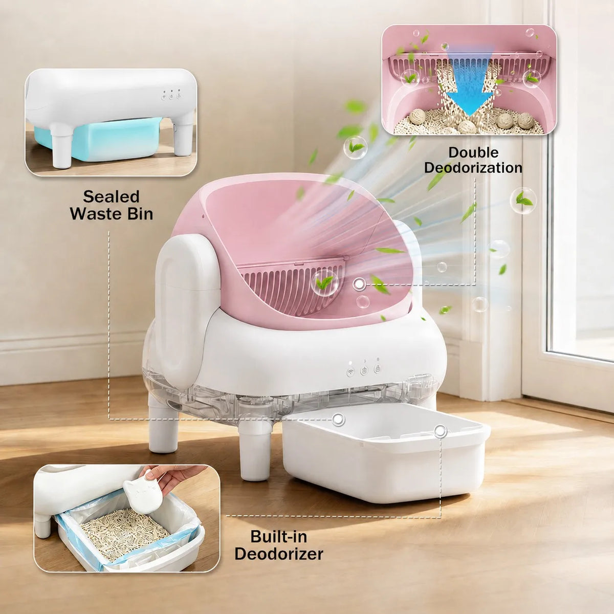 Cumrige Smart Self-Cleaning Cat Litter Box with WiFi App Remote
