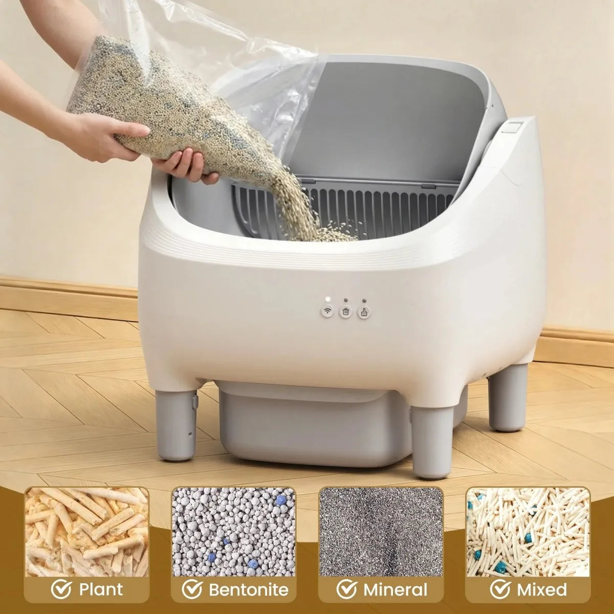 Wifi App Controlled Smart Self Cleaning Cat Litter Box