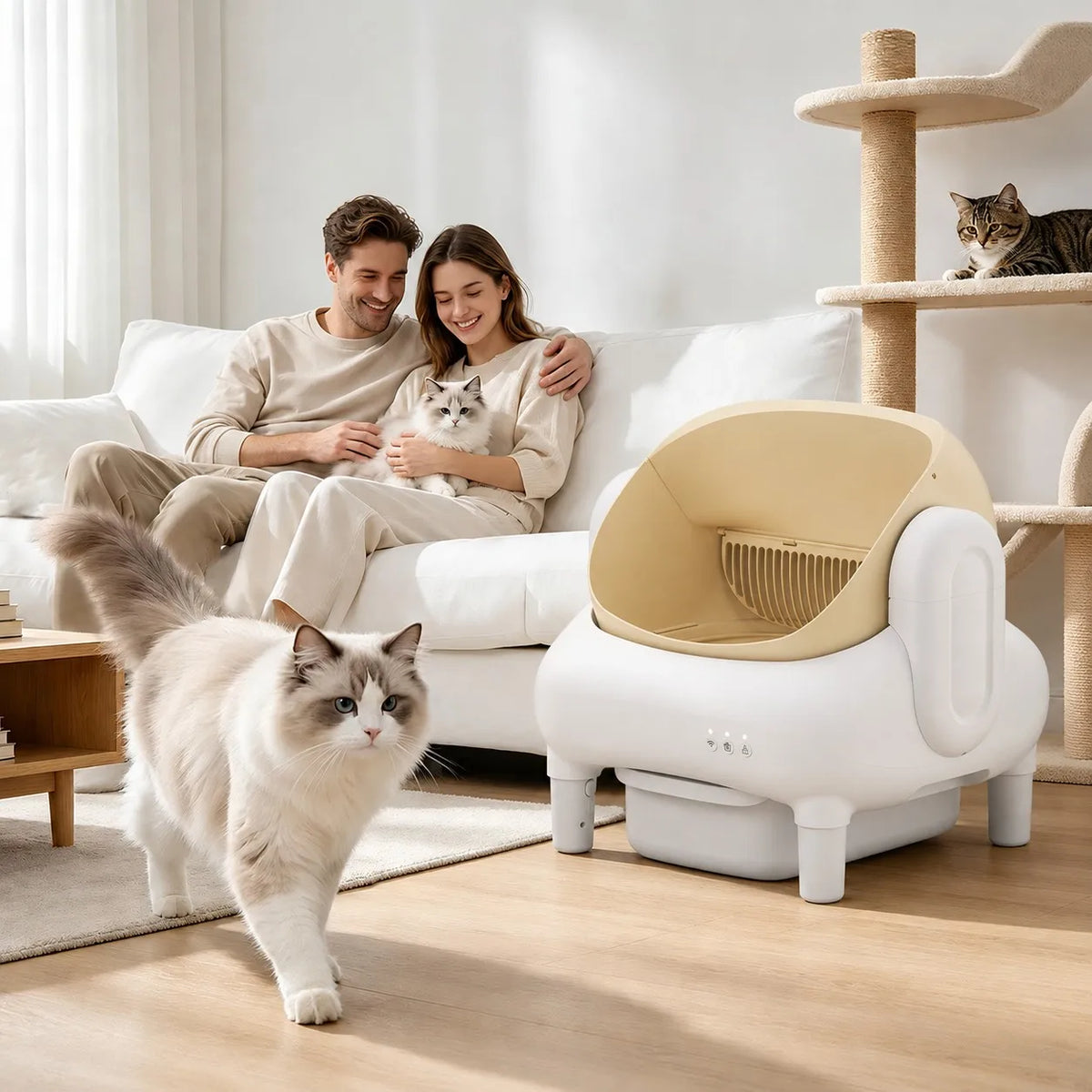 Smart Self Cleaning Cat Litter Box With WiFi App Monitoring