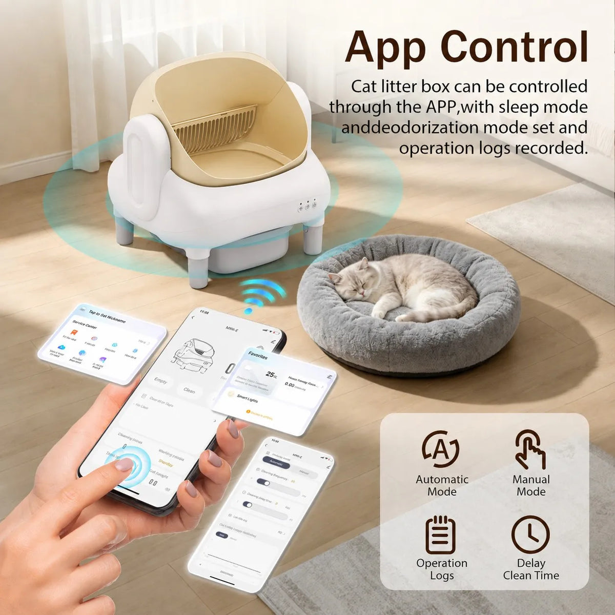 Smart Self Cleaning Cat Litter Box With WiFi App Monitoring