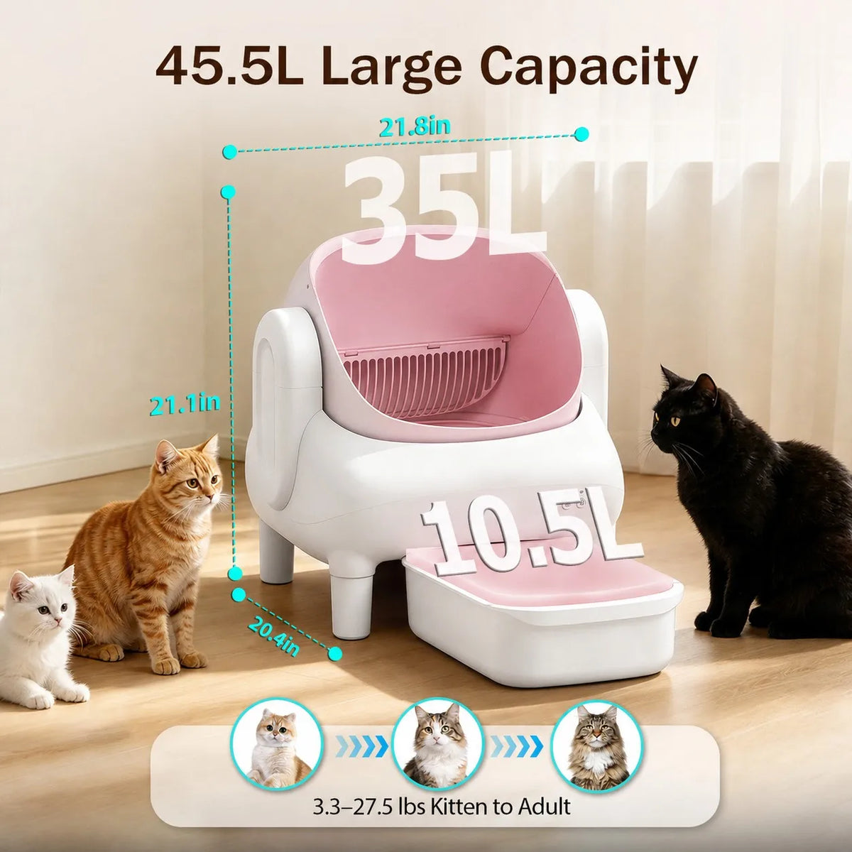 Cumrige Smart Self-Cleaning Cat Litter Box with WiFi App Remote