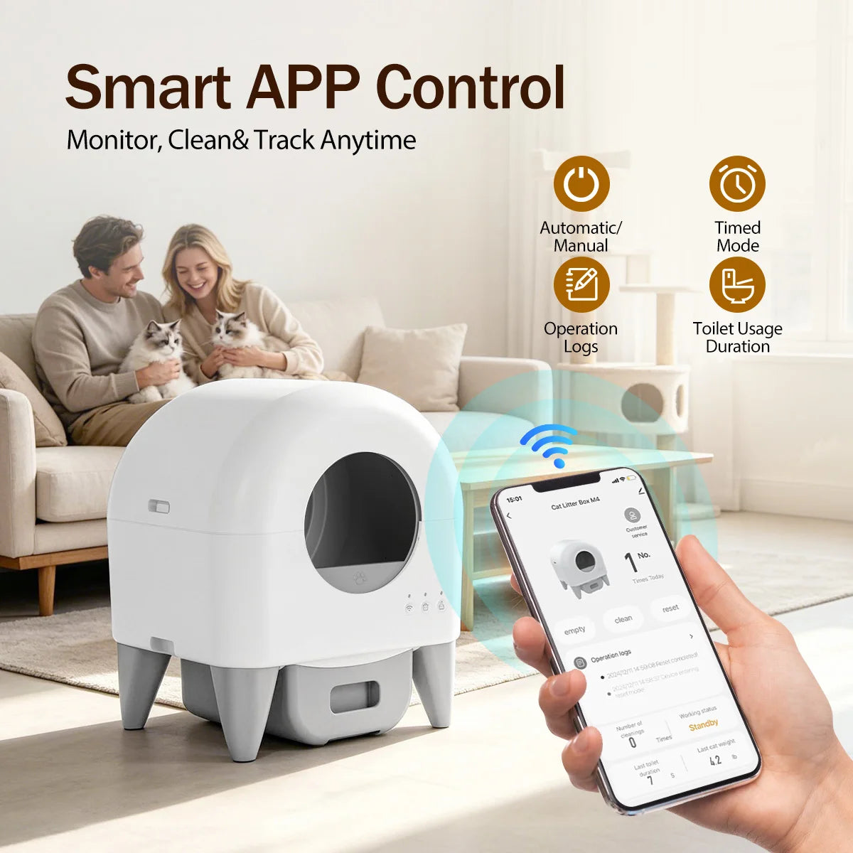 Automatic Smart Self Cleaning Fully Enclosed Cat Litter Box