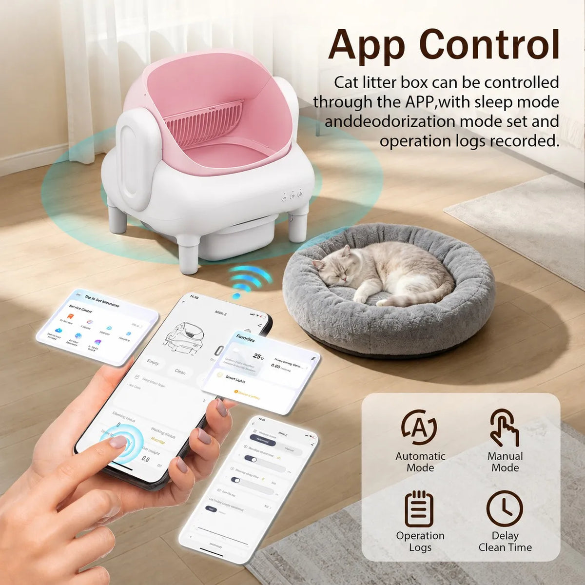 Cumrige Smart Self-Cleaning Cat Litter Box with WiFi App Remote