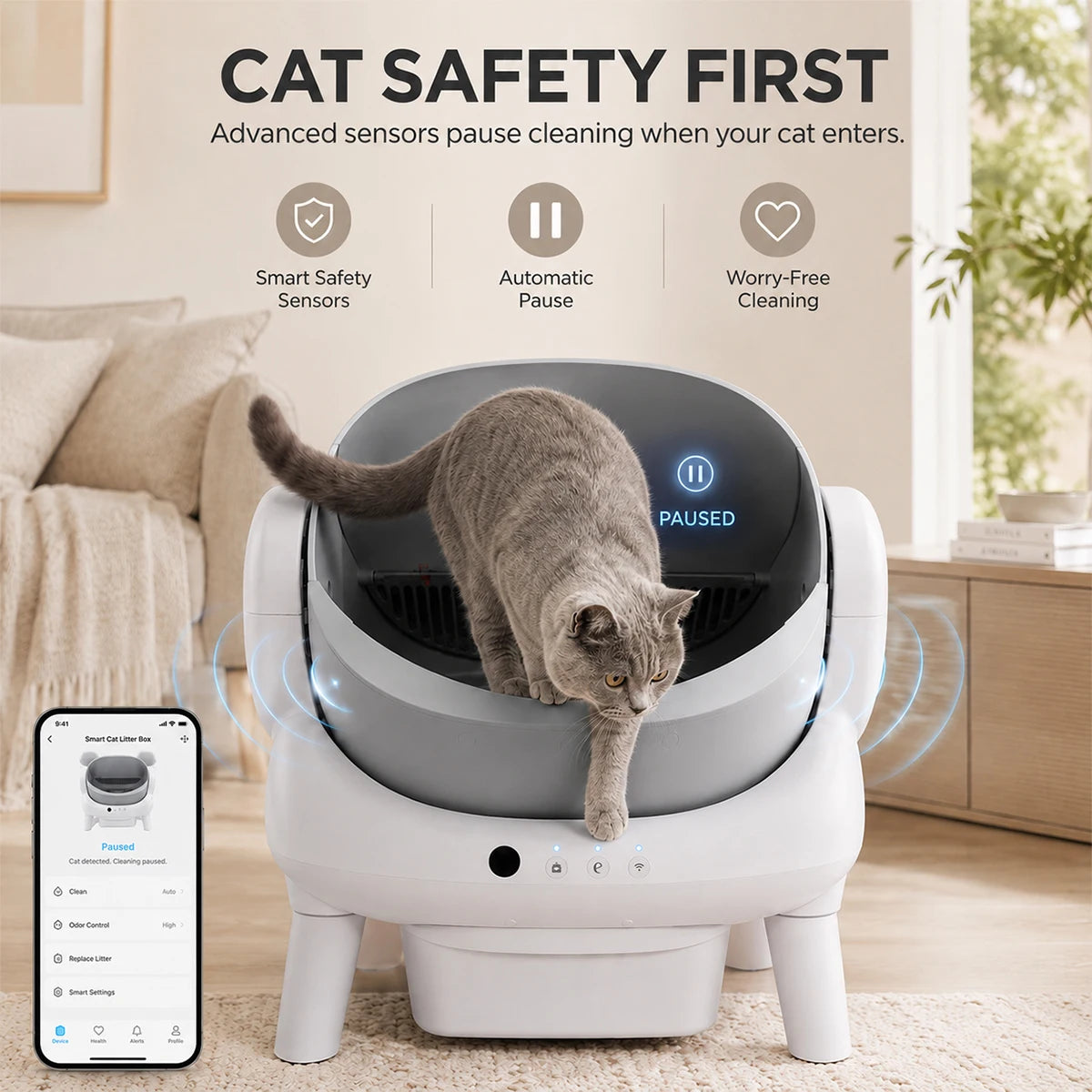 Automatic Self Cleaning Cat Litter Box With Smart App Control
