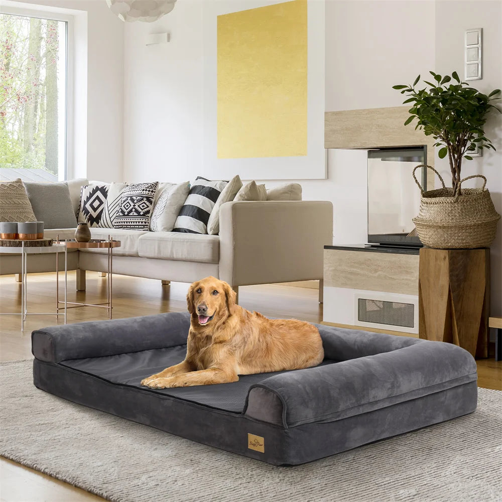 Borwart Orthopedic Memory Foam Dog Bed With Waterproof Removable Cover