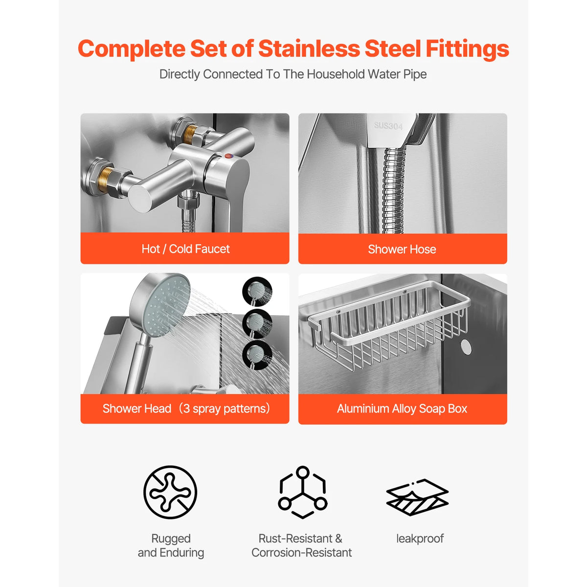VEVOR Stainless Steel Dog And Cat Washing Station With Faucet