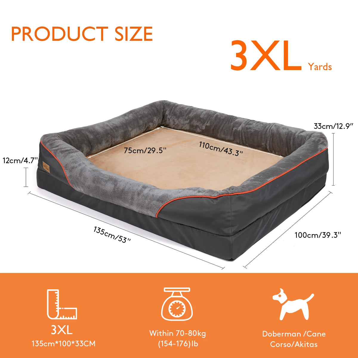 Bingopaw Fleece Dog Bed With Removable Washable Waterproof Cover