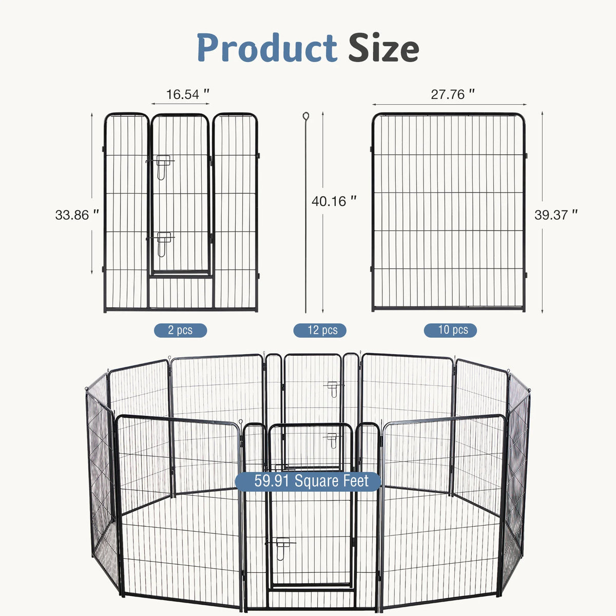JHK Metal Dog Playpen Exercise Fence For Pets And Outdoors