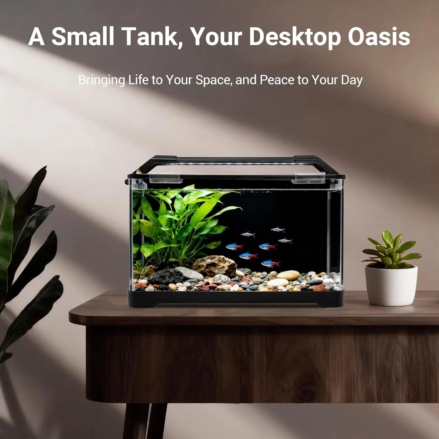 3.5 Gallon Self-Cleaning Aquarium Kit with Heater, LED Light & Filtration for Betta Fish and Shrimp