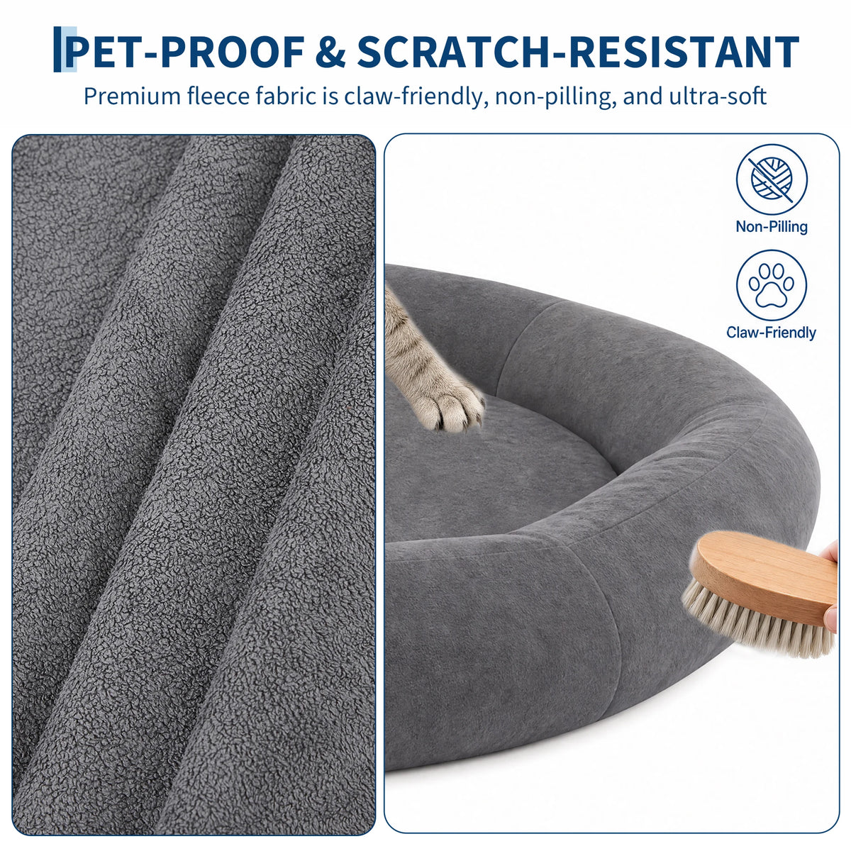 Premium Round Memory Foam Orthopedic Dog Bed With Bolster