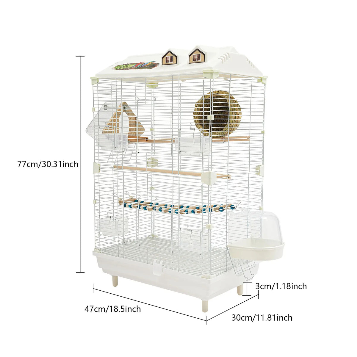 Premium Two Tier Iron Bird Cage For Parakeets And Birds