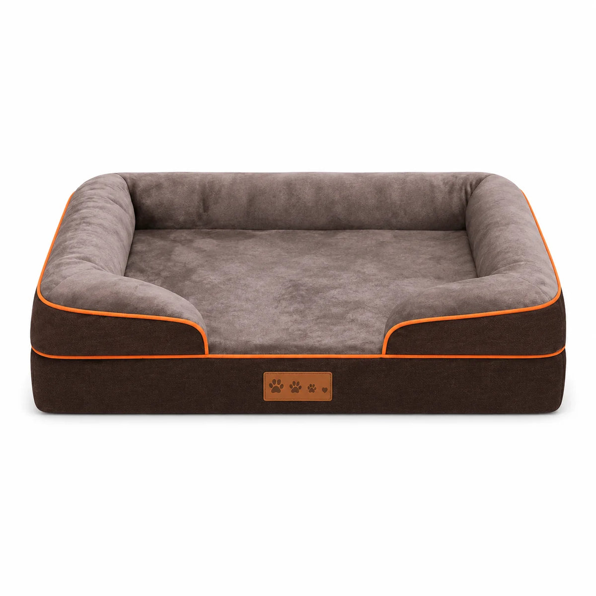 Orthopedic Memory Foam Dog Bed With Raised Bolster Cover