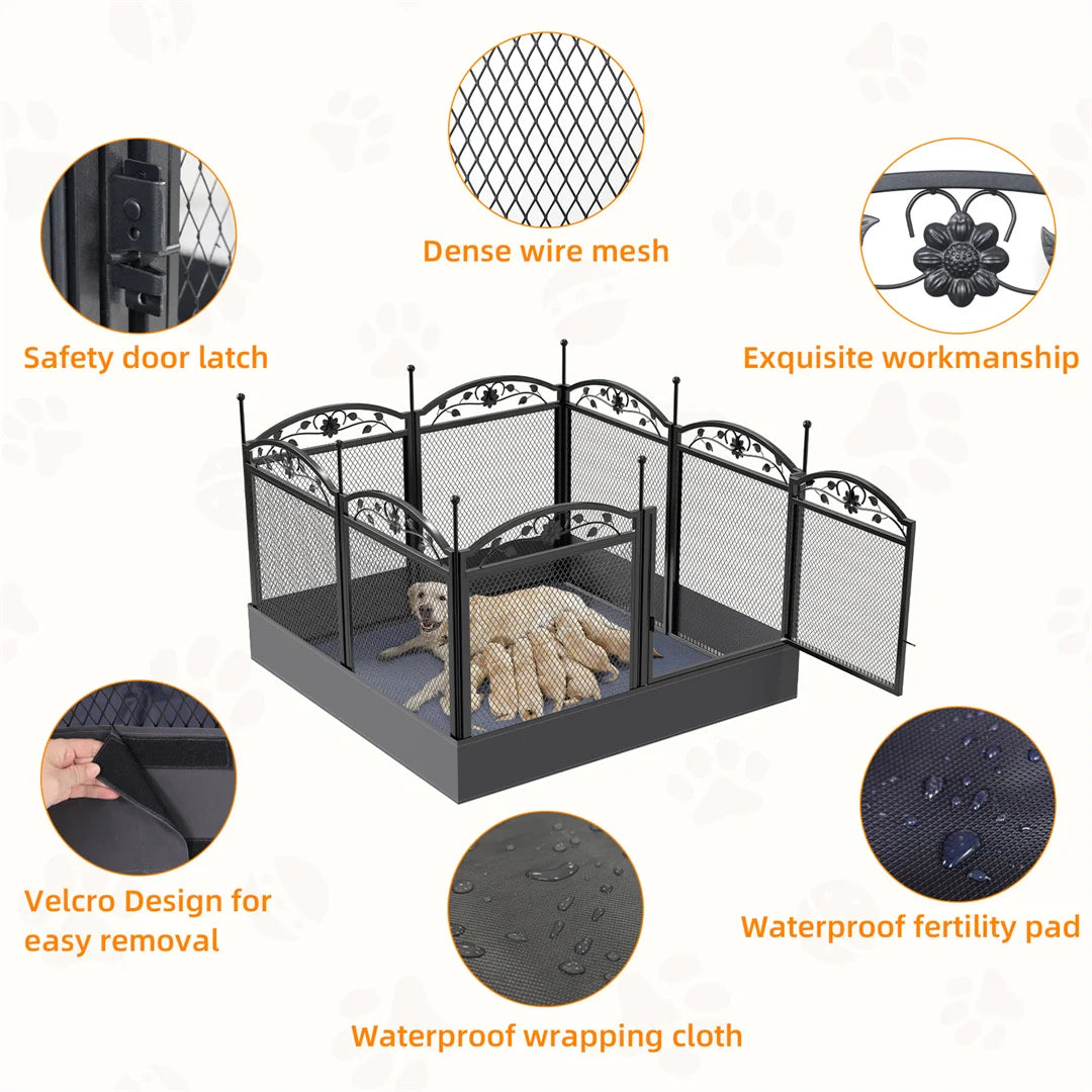 Bingopaw Heavy Duty Metal Dog Playpen For Indoor Outdoor