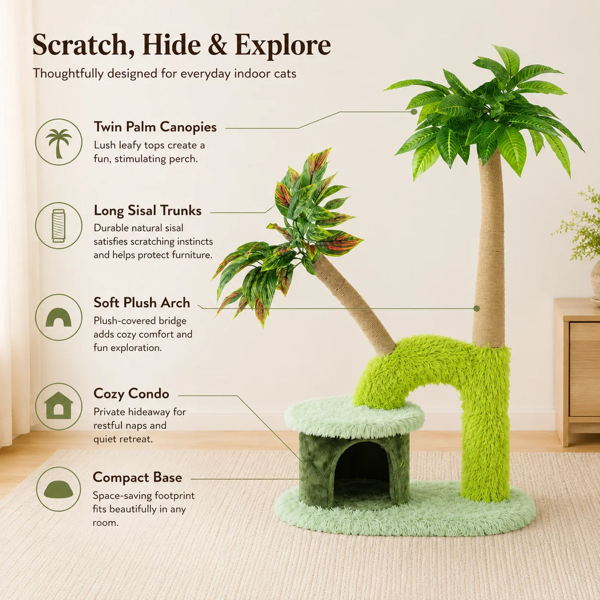Double Tier Cat Tree With Cozy Perch And Scratching Post