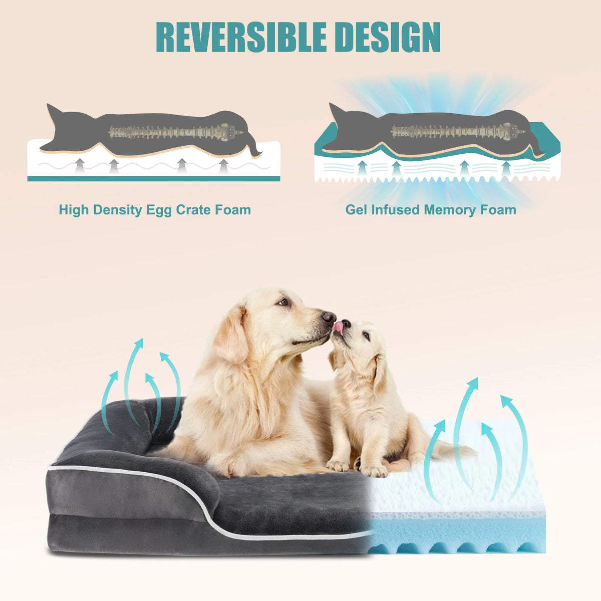 MCQ Orthopedic Memory Foam Dog Bed With Waterproof Cover
