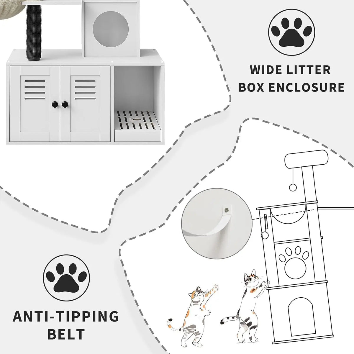 Garvee Cat Tree With Hidden Litter Box And Padded Hammock