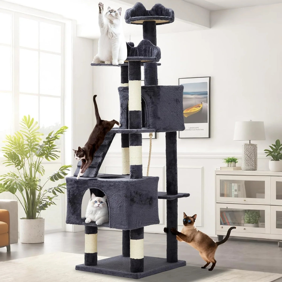 Premium Multi Level Cat Tree With Sisal Scratching Posts