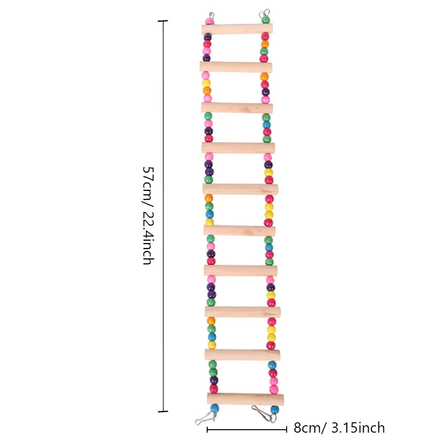 L Size 10 Ladder Pet Birds Swing Wooden Bridge Ladder Climb Cockatiel Parakeet Budgie Parrot Toy Wood Ladder