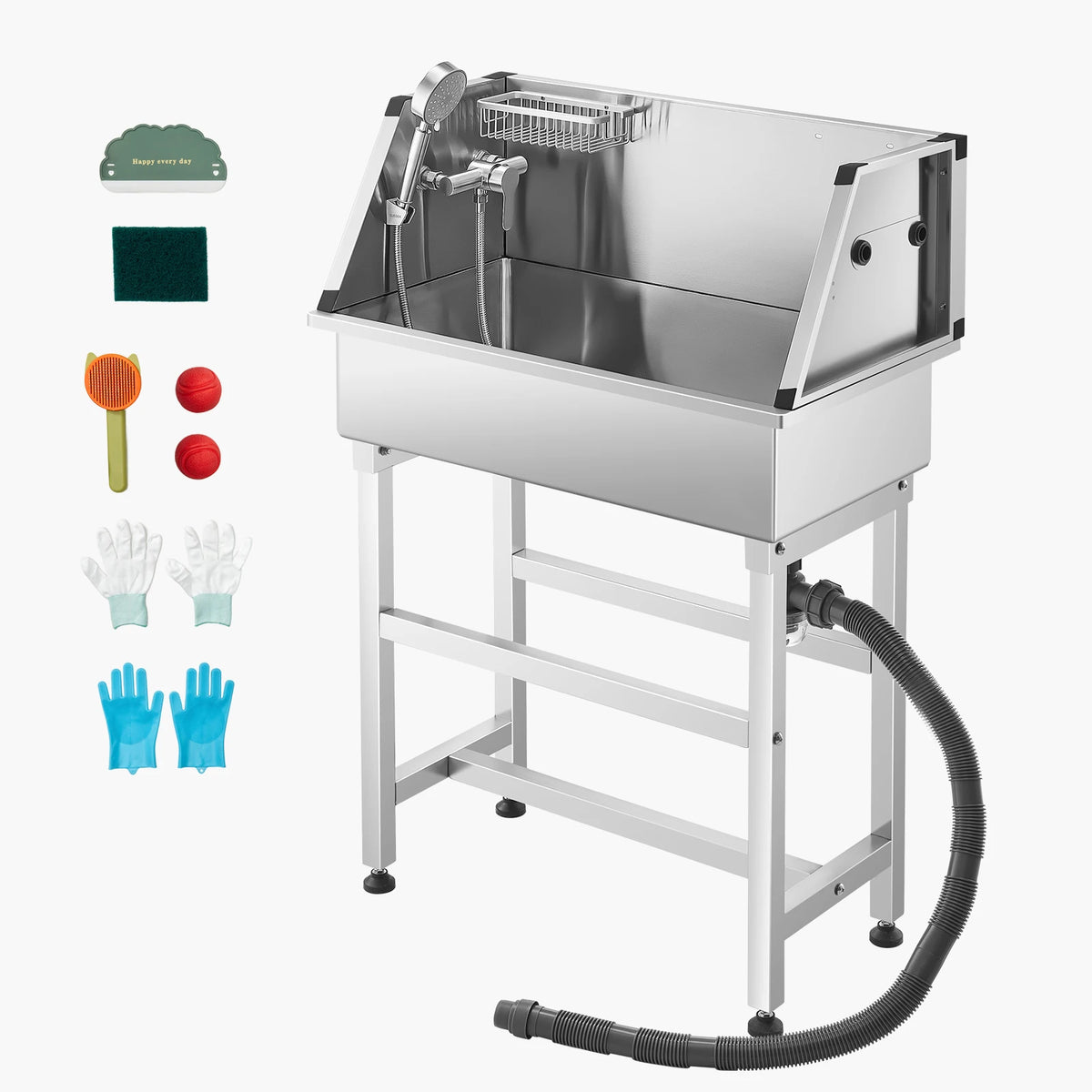 VEVOR Stainless Steel Dog And Cat Washing Station With Faucet