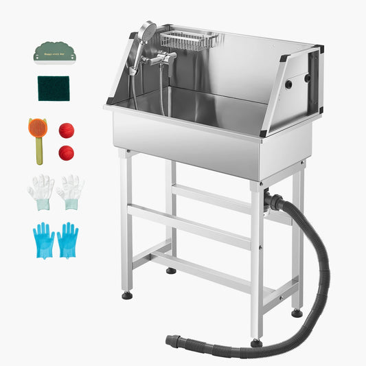 VEVOR Stainless Steel Dog And Cat Washing Station With Faucet