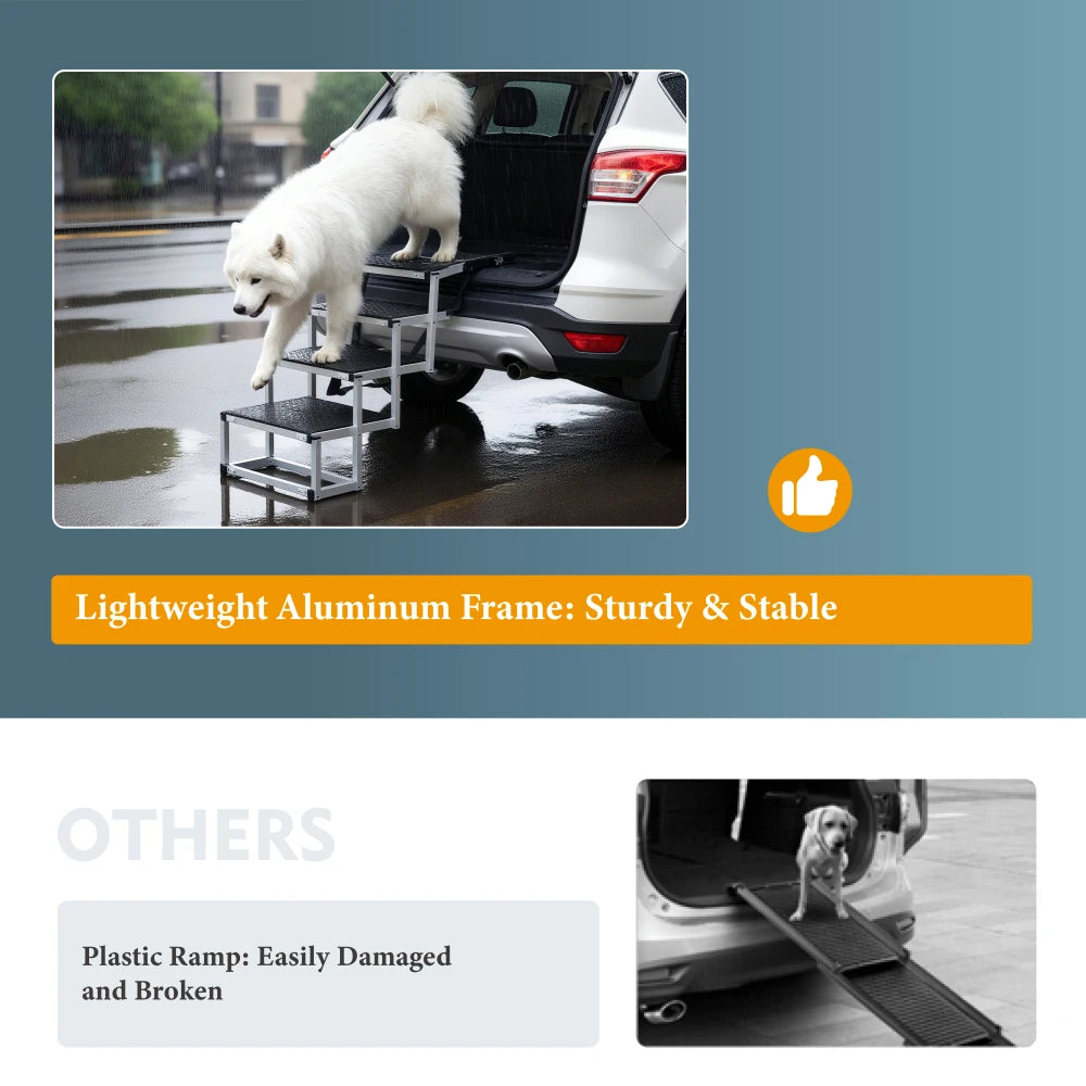 LISM Foldable Aluminum Dog Ramp With Non Slip Surface