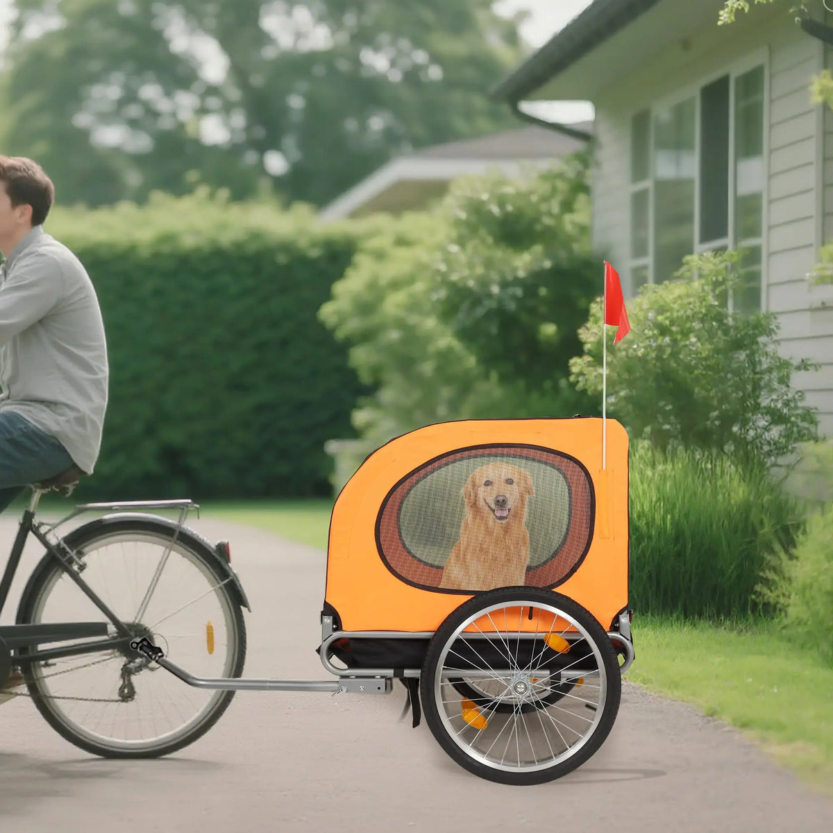 Foldable Dog Bike Trailer With Waterproof Cover And Windows