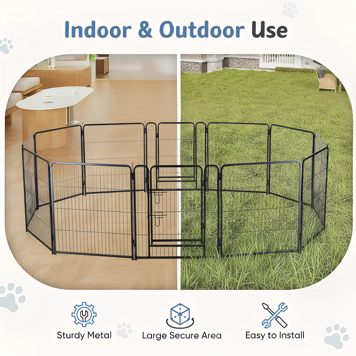 JHK Metal Dog Playpen Exercise Fence For Pets And Outdoors