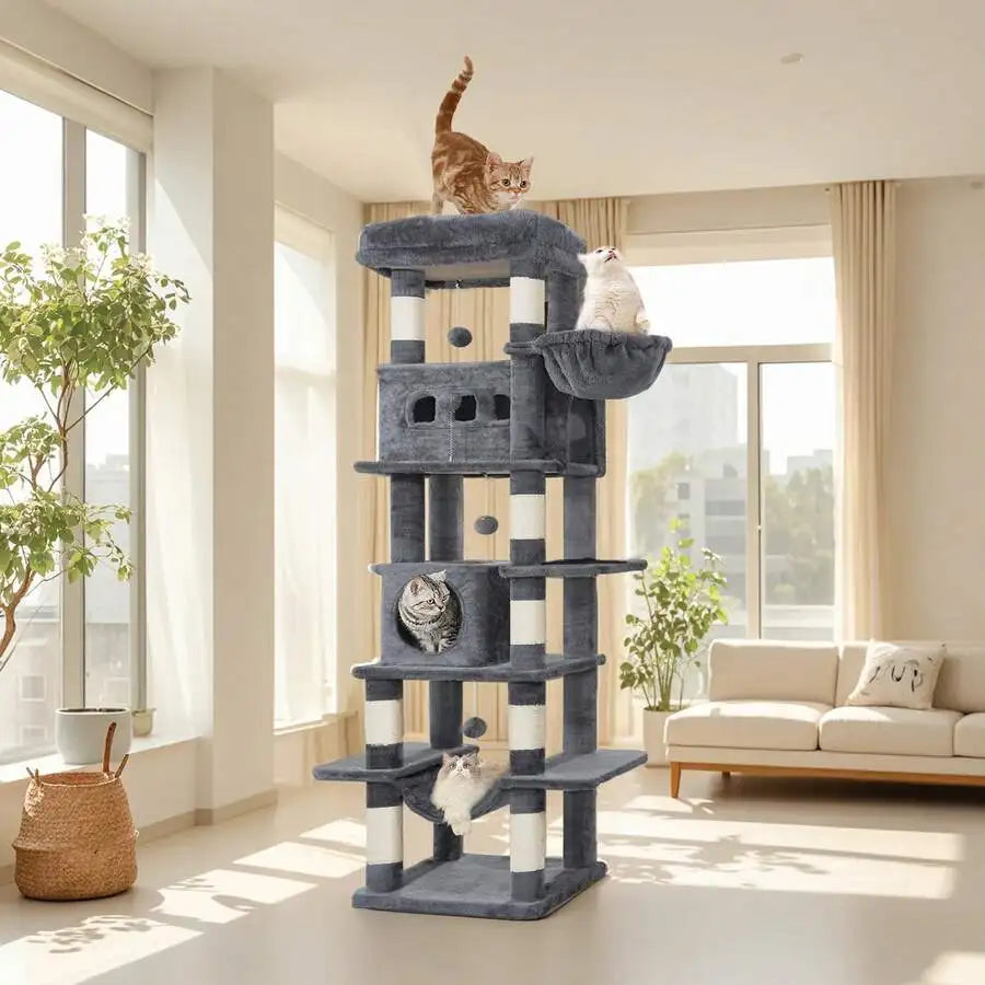 Multi Level Cat Tree Tower With Hammock And Scratching Posts