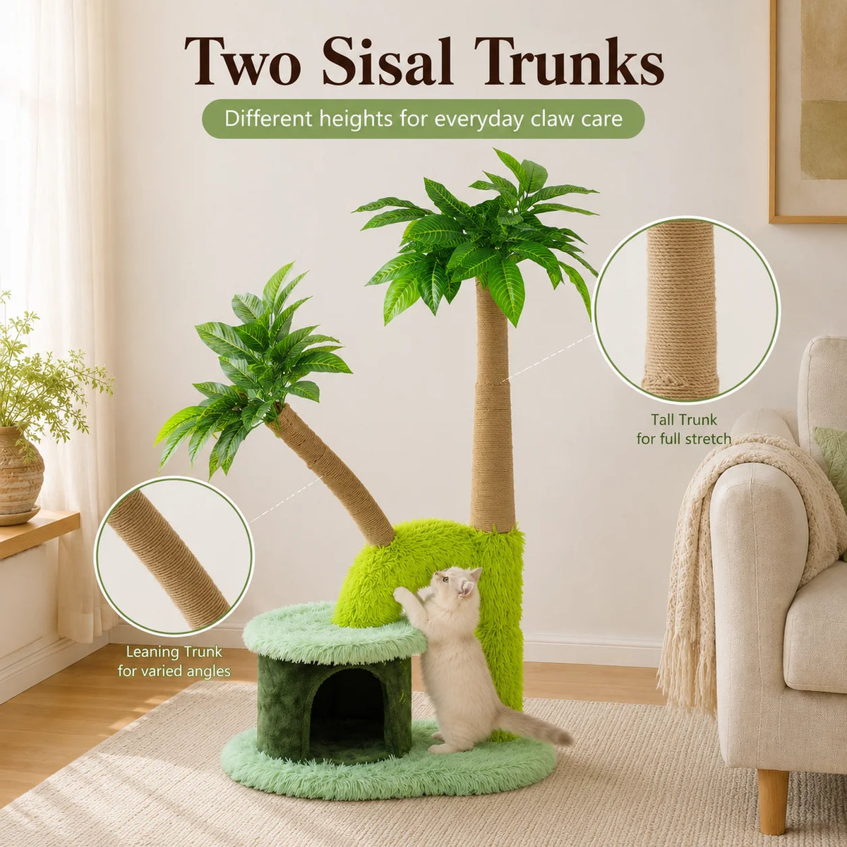 Double Tier Cat Tree With Cozy Perch And Scratching Post