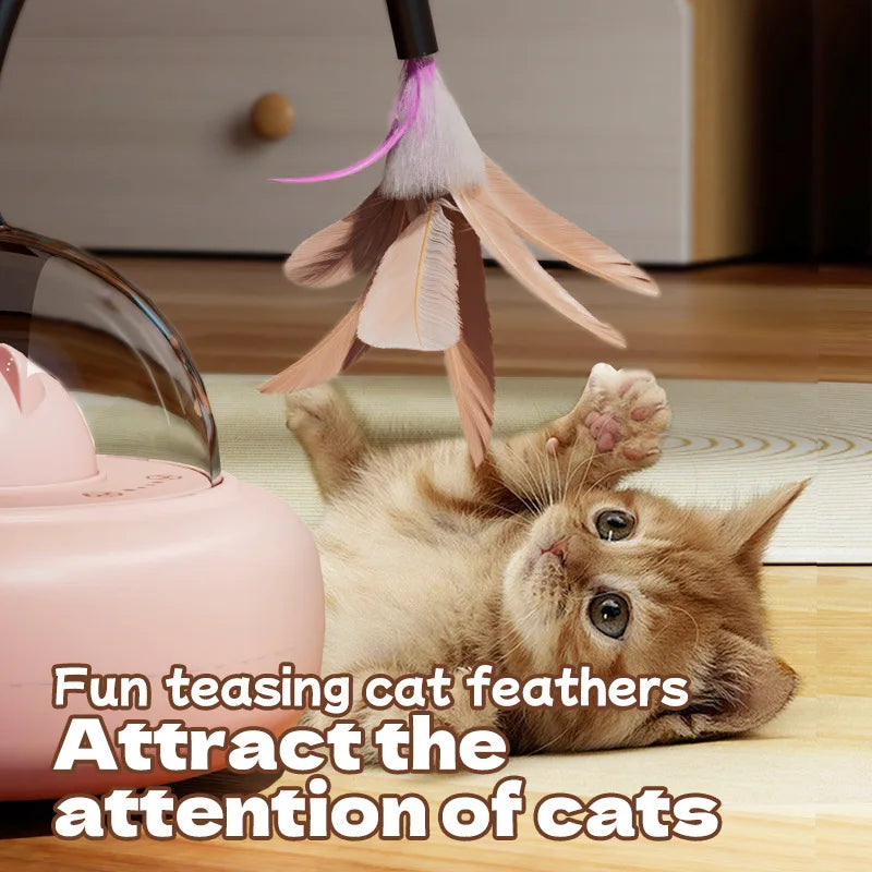 Automatic Electric Cat Teaser Toy With Interactive Feather Wand