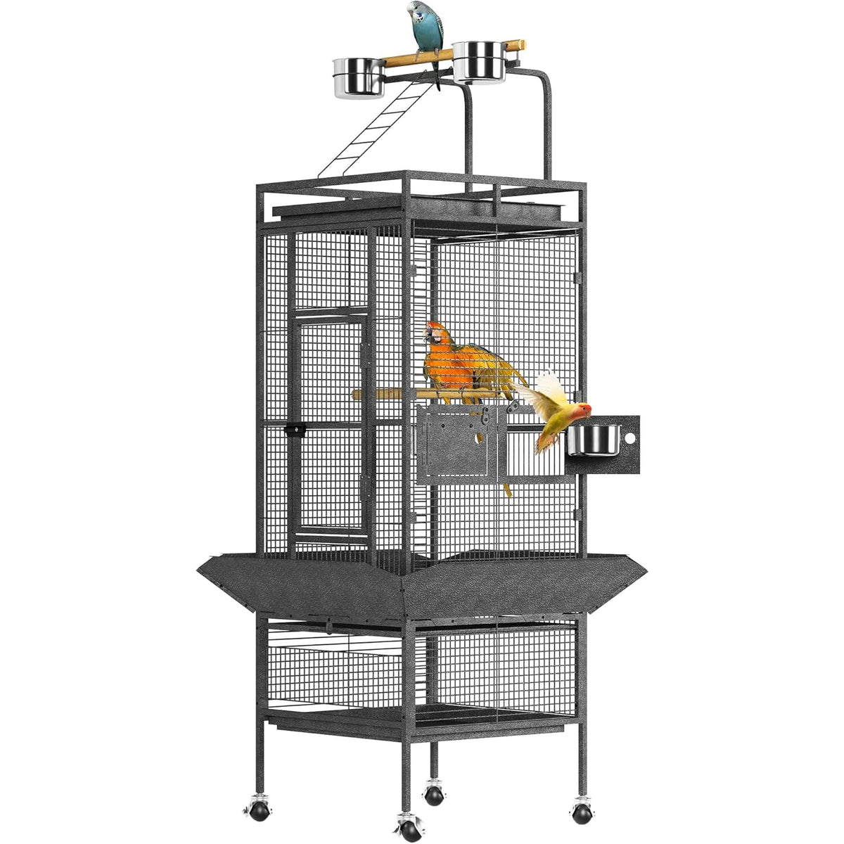 HiMISS Spacious Metal Bird Cage With Play Top And Rollers