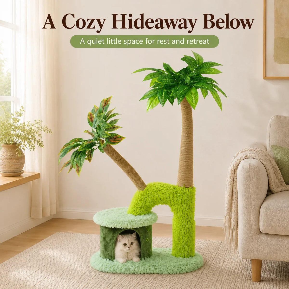 Double Tier Cat Tree With Cozy Perch And Scratching Post