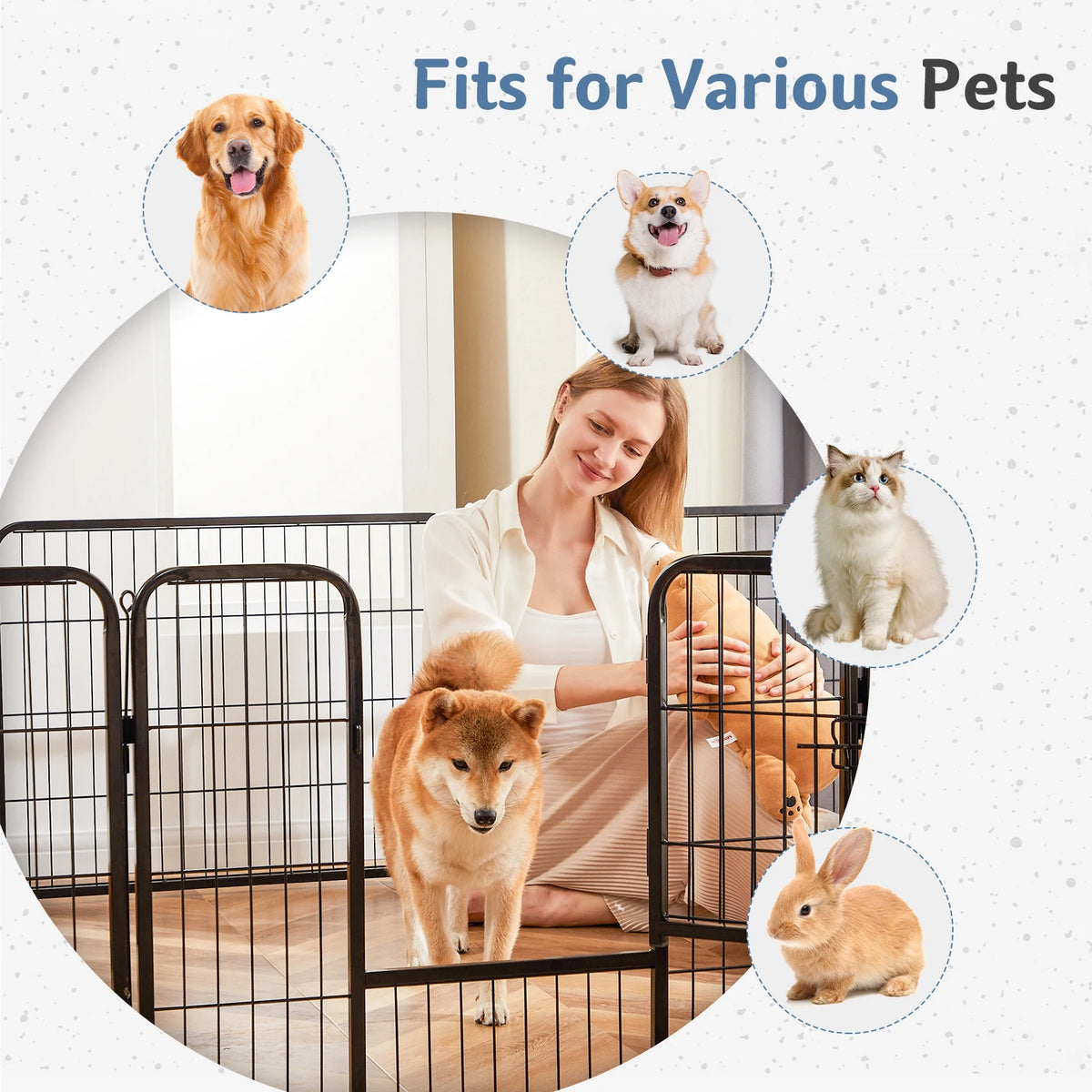 JHK Sturdy Folding Metal Dog Playpen For Outdoor And Indoor Use
