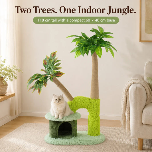 Double Tier Cat Tree With Cozy Perch And Scratching Post