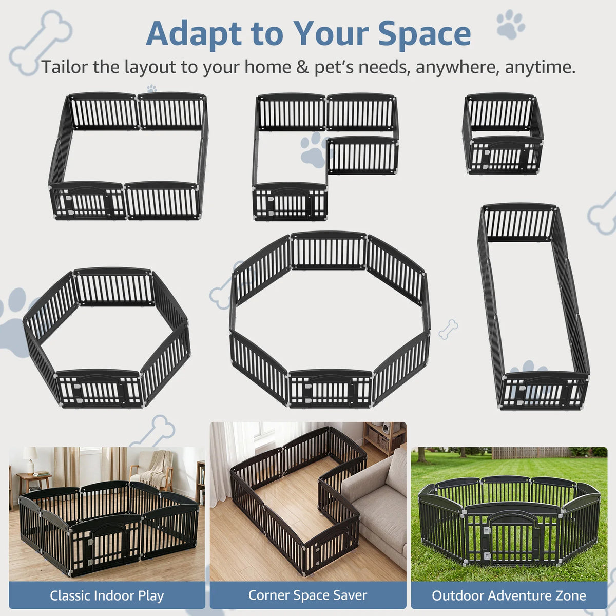 JHK Plastic Dog Playpen Expandable Pet Fence For Medium Dogs