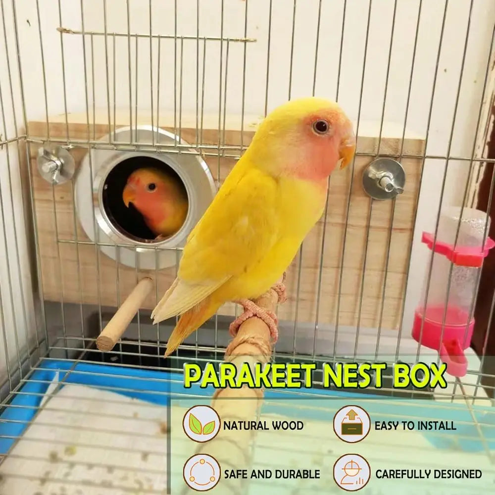 Parakeet Nest Box Budgie Nesting House Cockatiel Breeding Parrots Mating Box for Lovebirds Small and Medium-Sized Birds（S）